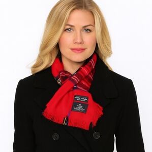 Pierre Cardin 80's Red Tartan Muffler Scarf‎